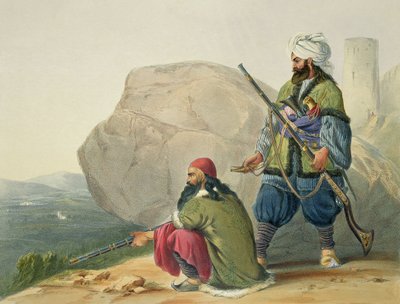 Afghanische Fußsoldaten in ihrer Winterkleidung, mit Eingang zum Tal von Urgundeh, Platte 11 aus 